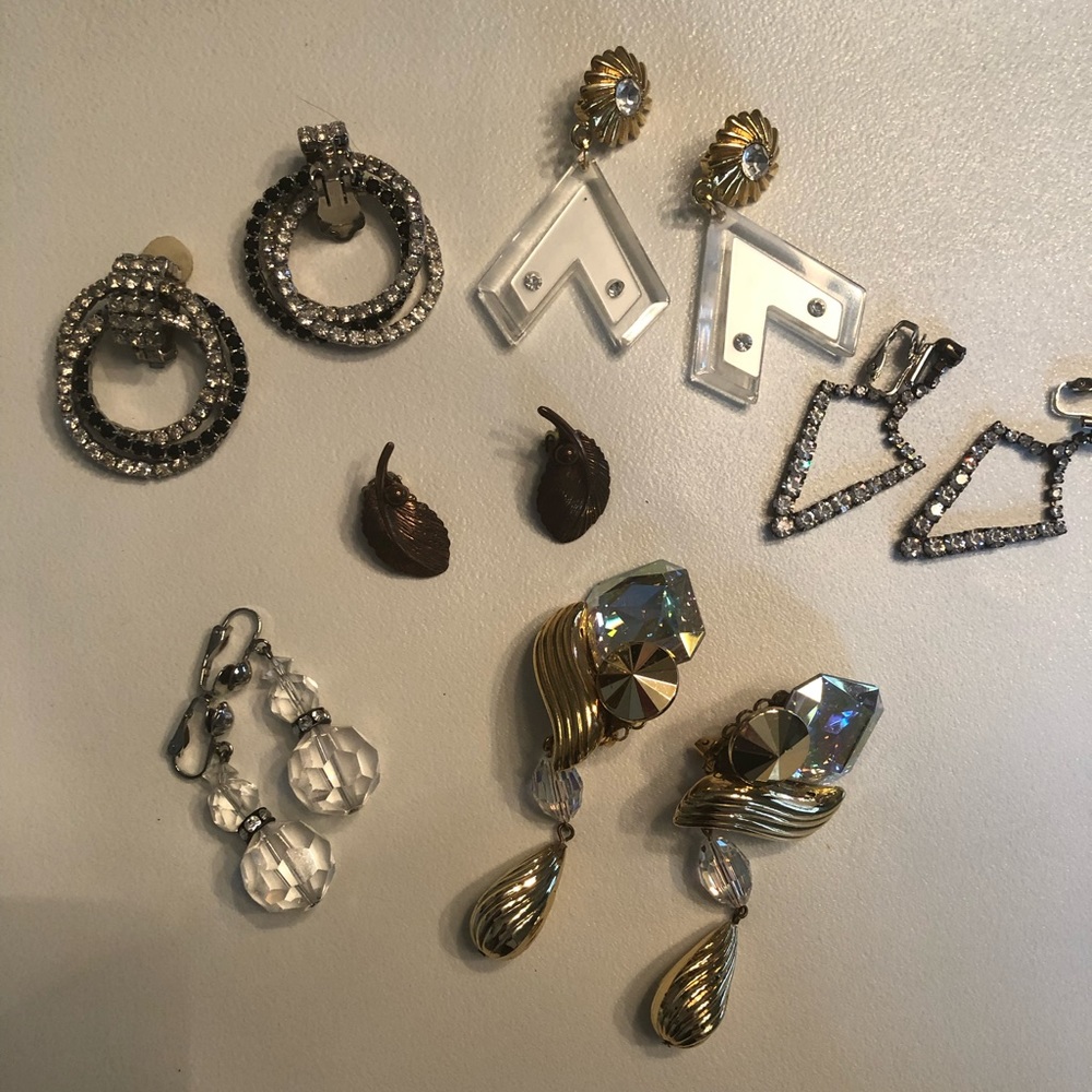 Vintage crystal clip on earrings